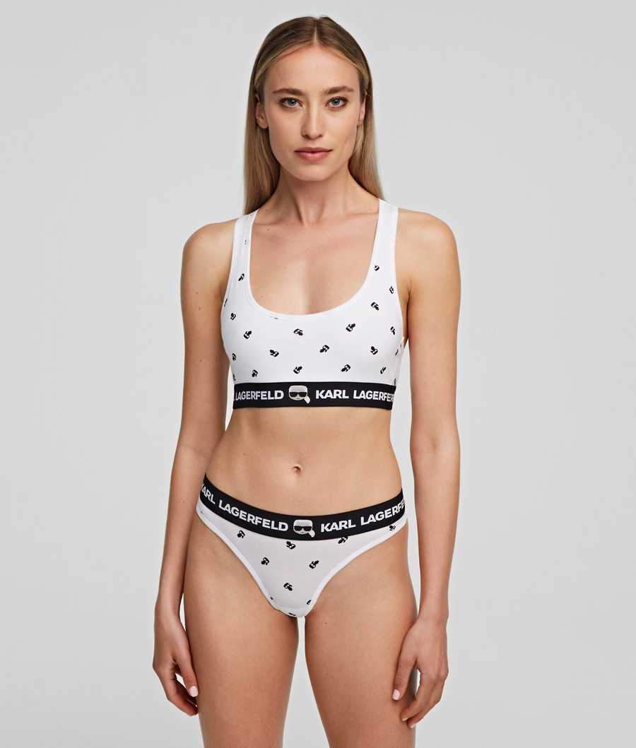 Black / White Women's Karl Lagerfeld Ikonik Karl Thong - 2 Pack Underwear | TH890QGMO