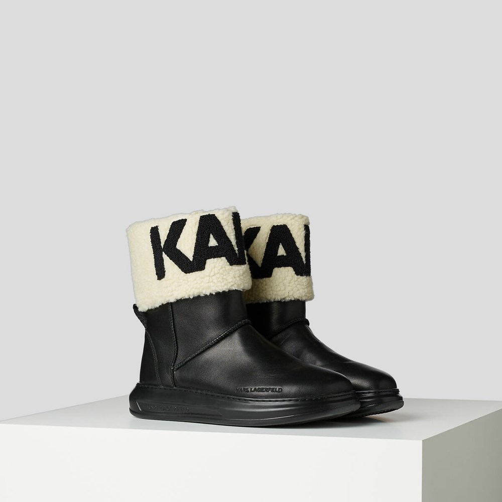 Black / White Women's Karl Lagerfeld Kapri Kosi Karl Logo Ankle Boots | TH078YLIR