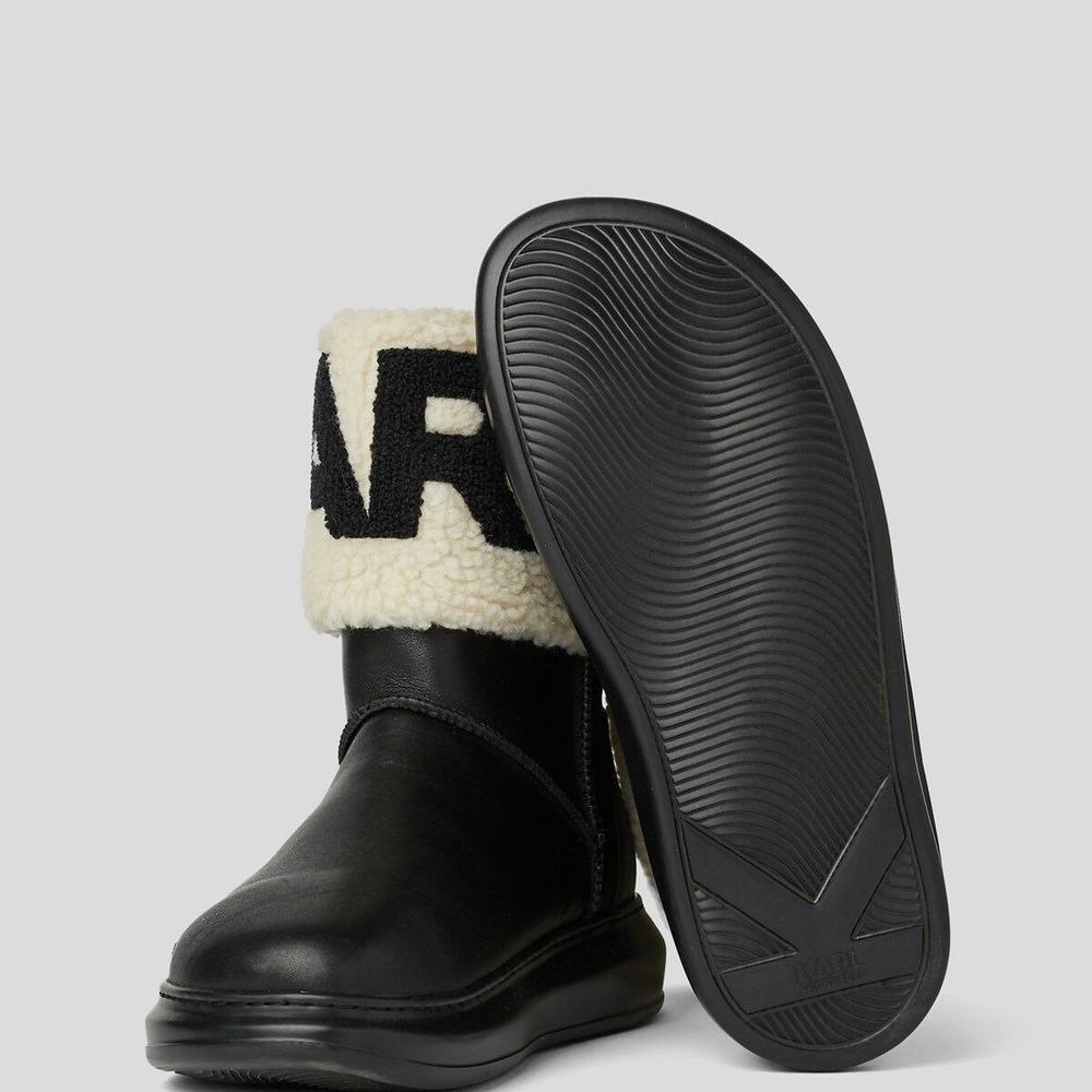 Black / White Women's Karl Lagerfeld Kapri Kosi Karl Logo Ankle Boots | TH078YLIR