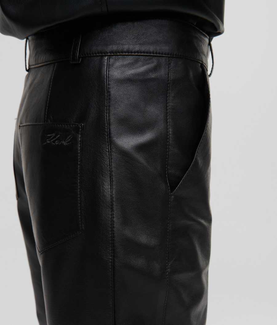 Black Women's Karl Lagerfeld Athleisure Leather Pants | TH926WSAJ