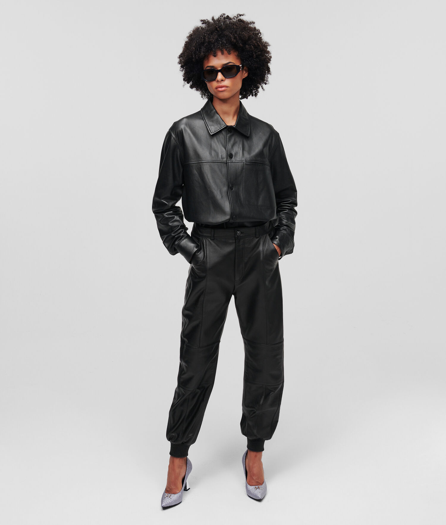 Black Women's Karl Lagerfeld Athleisure Leather Pants | TH926WSAJ