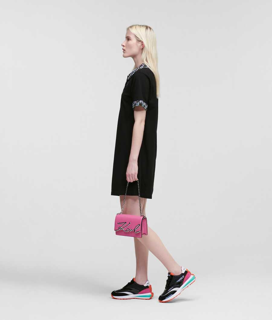 Black Women's Karl Lagerfeld BOUCLÉ Polo Dresses | TH901XWBH