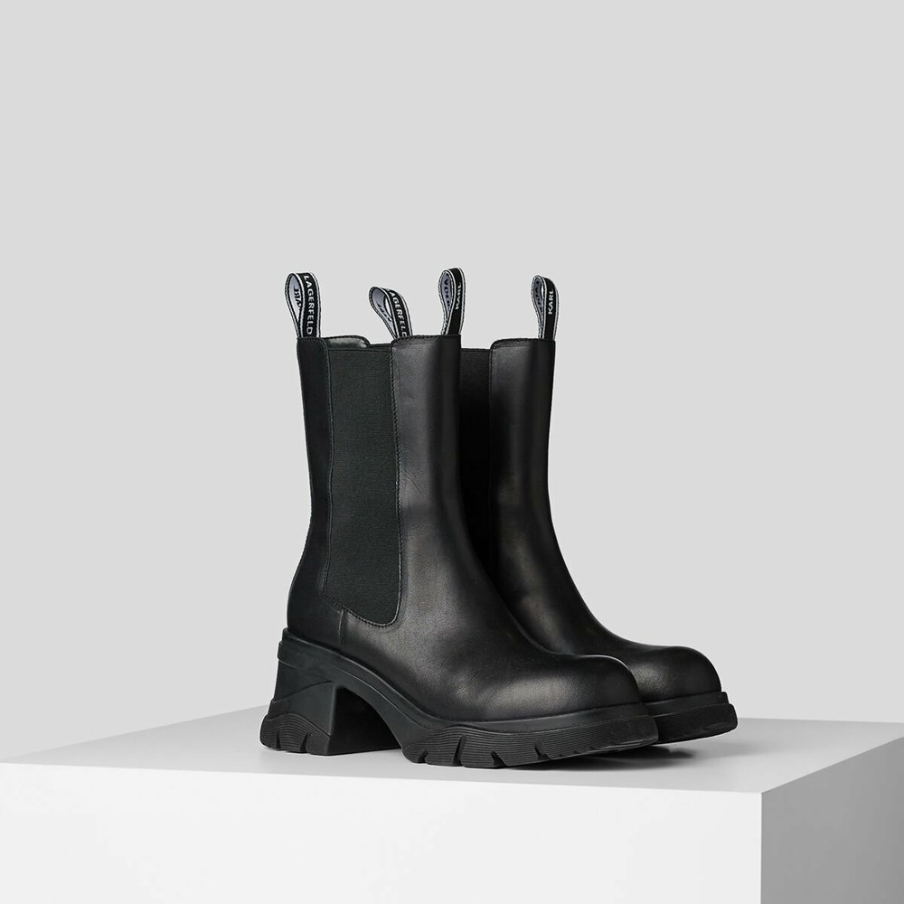 Black Women\'s Karl Lagerfeld Bridger Midi Gore Boots | TH536ZFJB