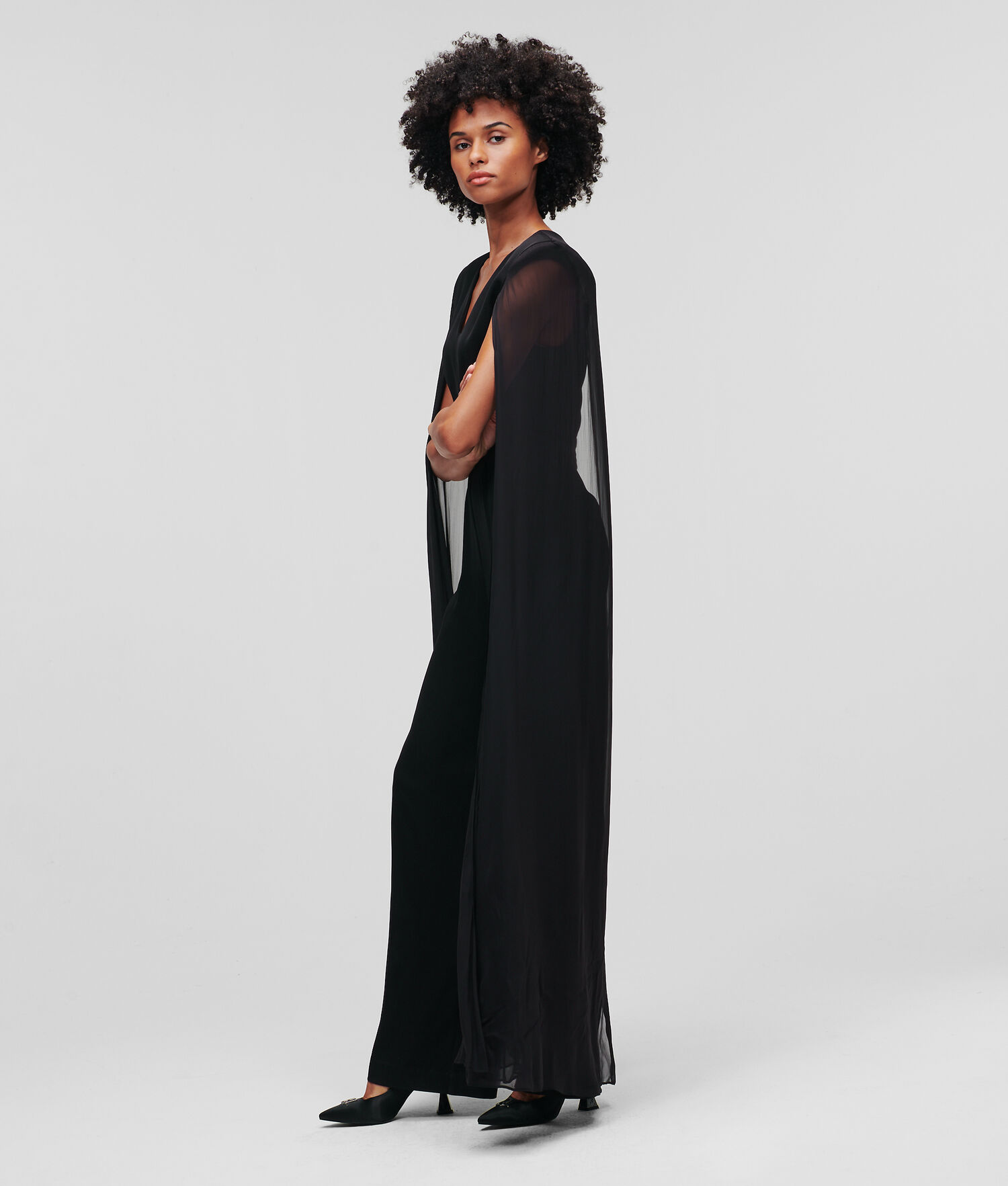 Black Women's Karl Lagerfeld Caped Dresses | TH719RHSK