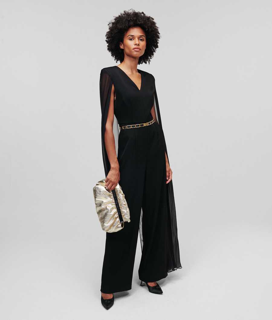 Black Women's Karl Lagerfeld Caped Dresses | TH719RHSK