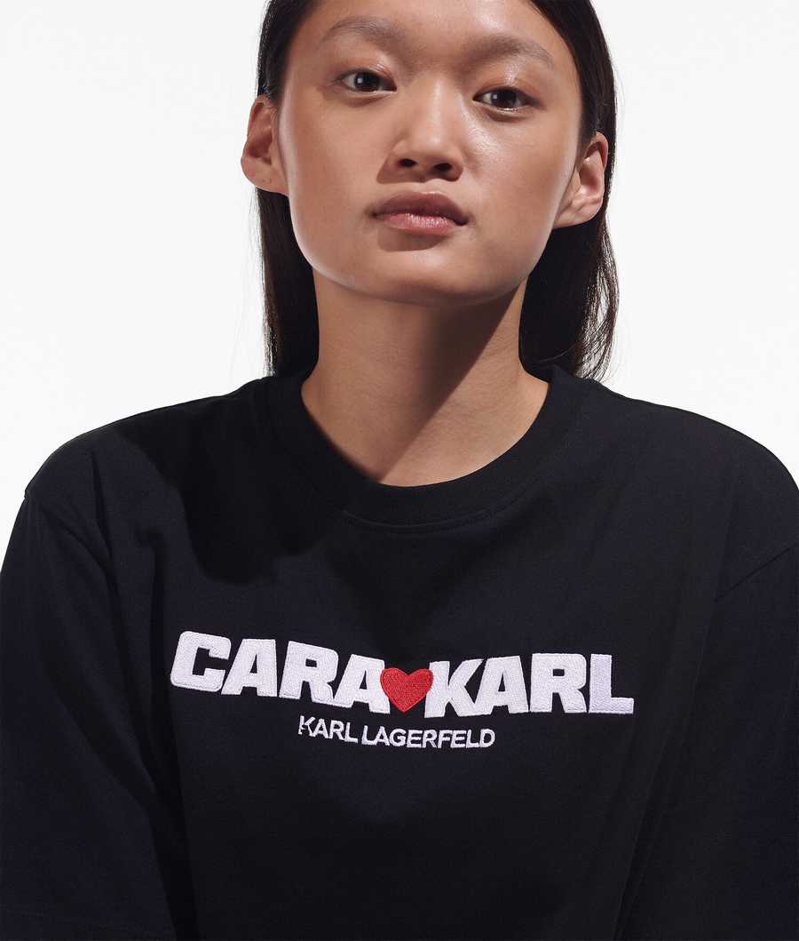 Black Women's Karl Lagerfeld Cara Loves Karl T-Shirts | TH402XCNG