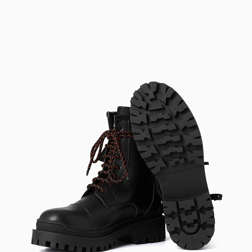 Black Women's Karl Lagerfeld Cara Loves Karl Lace-up Biker Boots | TH420XCWS