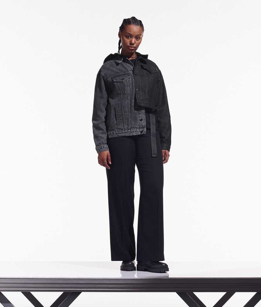 Black Women's Karl Lagerfeld Cara Loves Karl Cropped Denim Jackets | TH760COBX