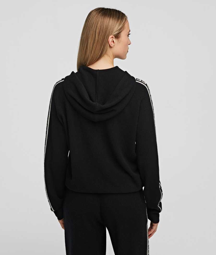 Black Women's Karl Lagerfeld Cashmere Hoodie Loungewear | TH217WPRB