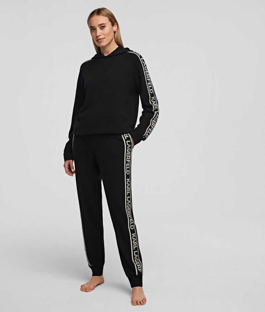 Black Women's Karl Lagerfeld Cashmere Hoodie Loungewear | TH217WPRB