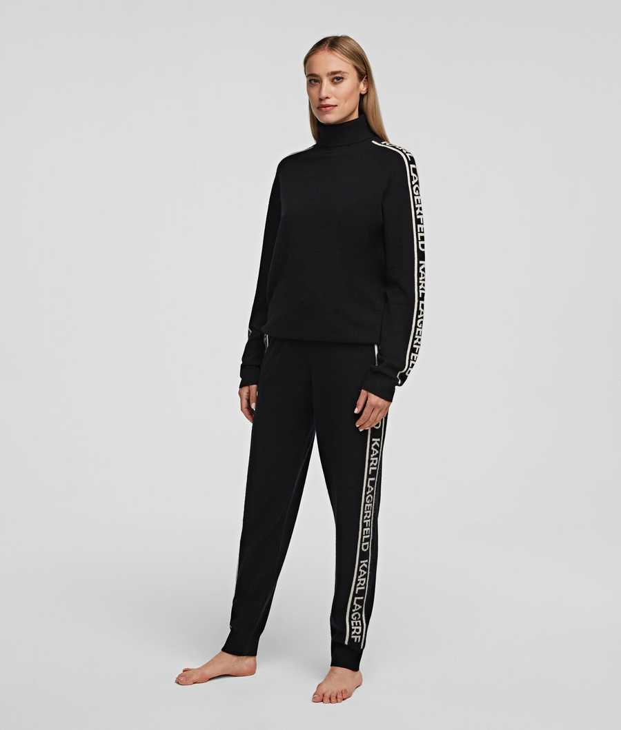 Black Women's Karl Lagerfeld Cashmere Turtleneck Sweater Loungewear | TH915JMLE