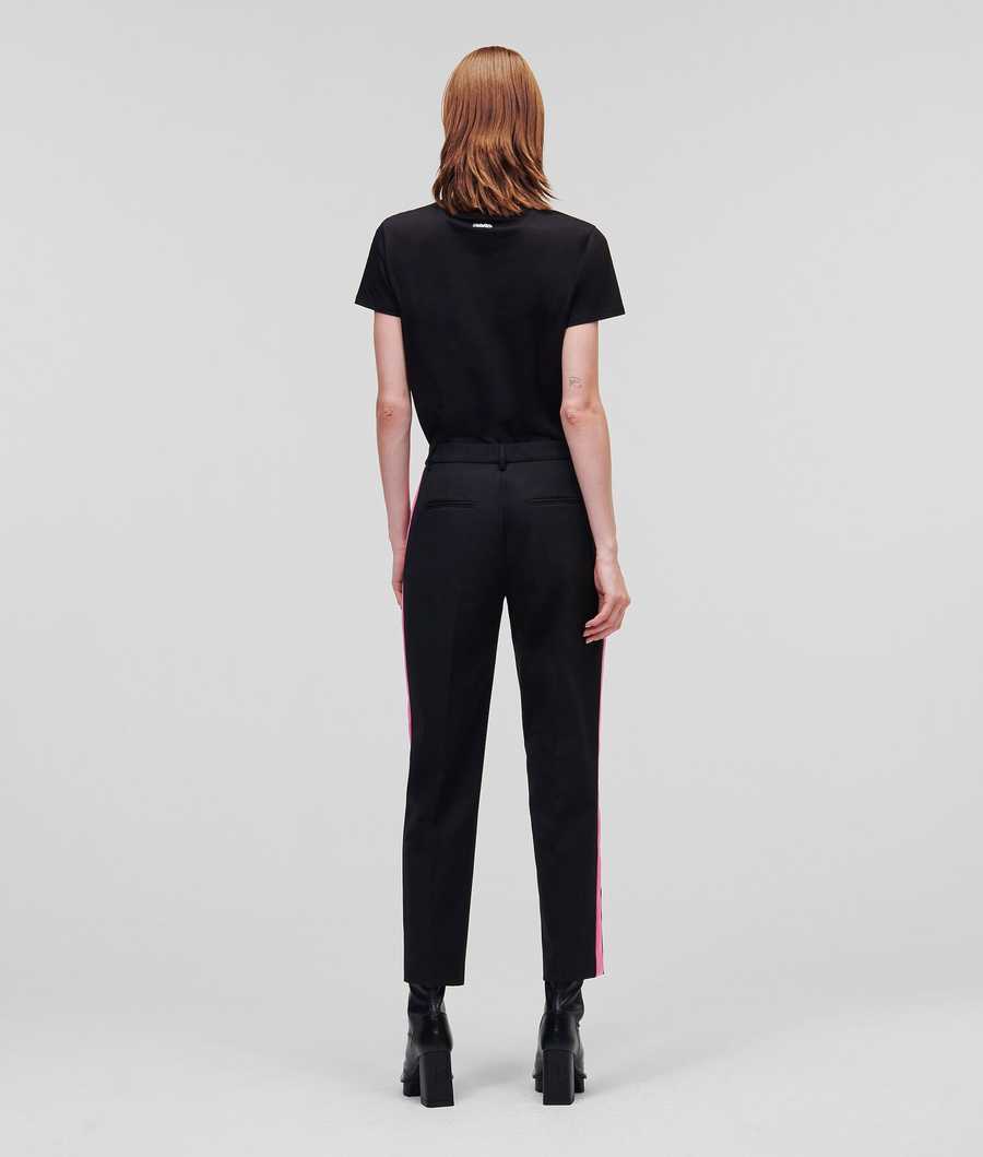 Black Women's Karl Lagerfeld Colour-pop Tailored Pants | TH048QNXO