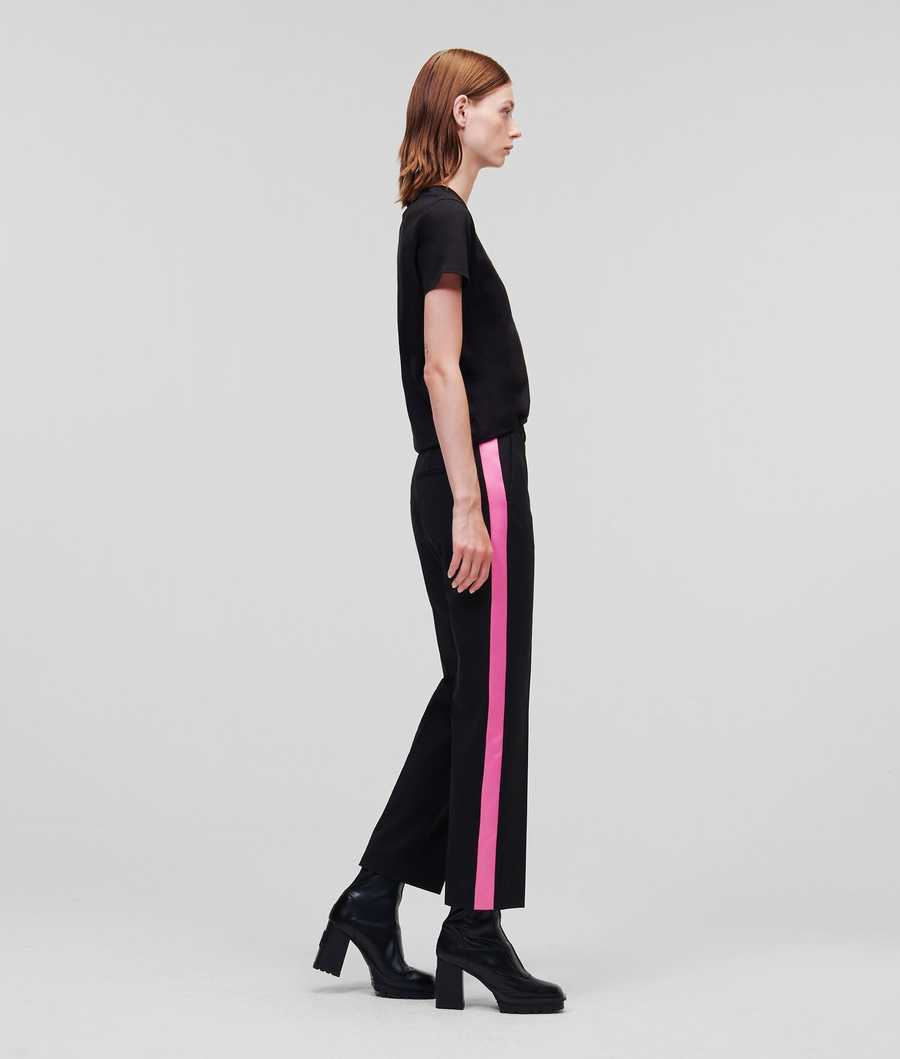 Black Women's Karl Lagerfeld Colour-pop Tailored Pants | TH048QNXO