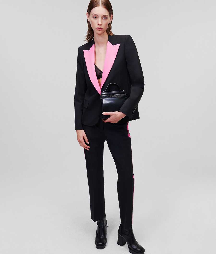 Black Women's Karl Lagerfeld Colour-pop Tailored Pants | TH048QNXO