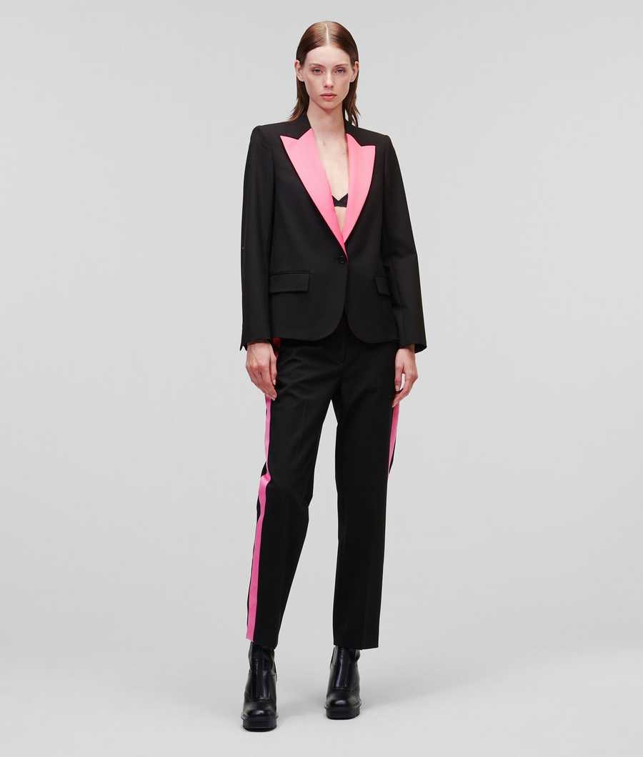 Black Women's Karl Lagerfeld Colour-pop Lapel Tailored Blazers | TH502QVOW