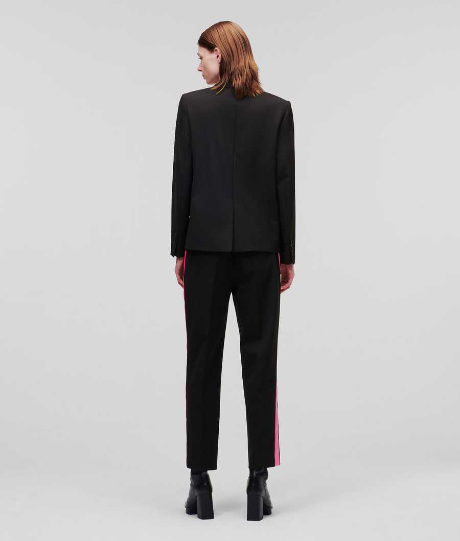 Black Women's Karl Lagerfeld Colour-pop Lapel Tailored Blazers | TH502QVOW