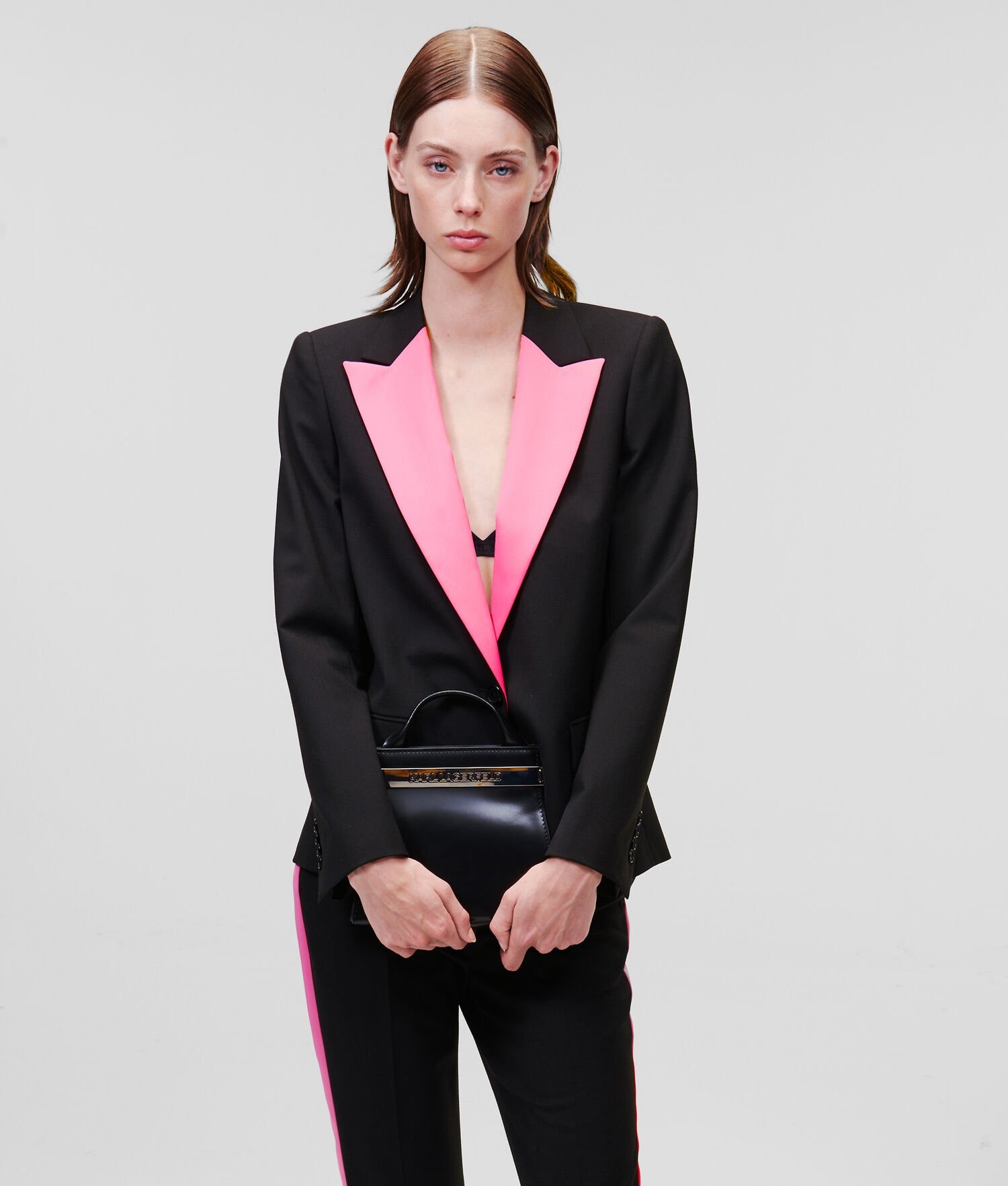 Black Women's Karl Lagerfeld Colour-pop Lapel Tailored Blazers | TH502QVOW