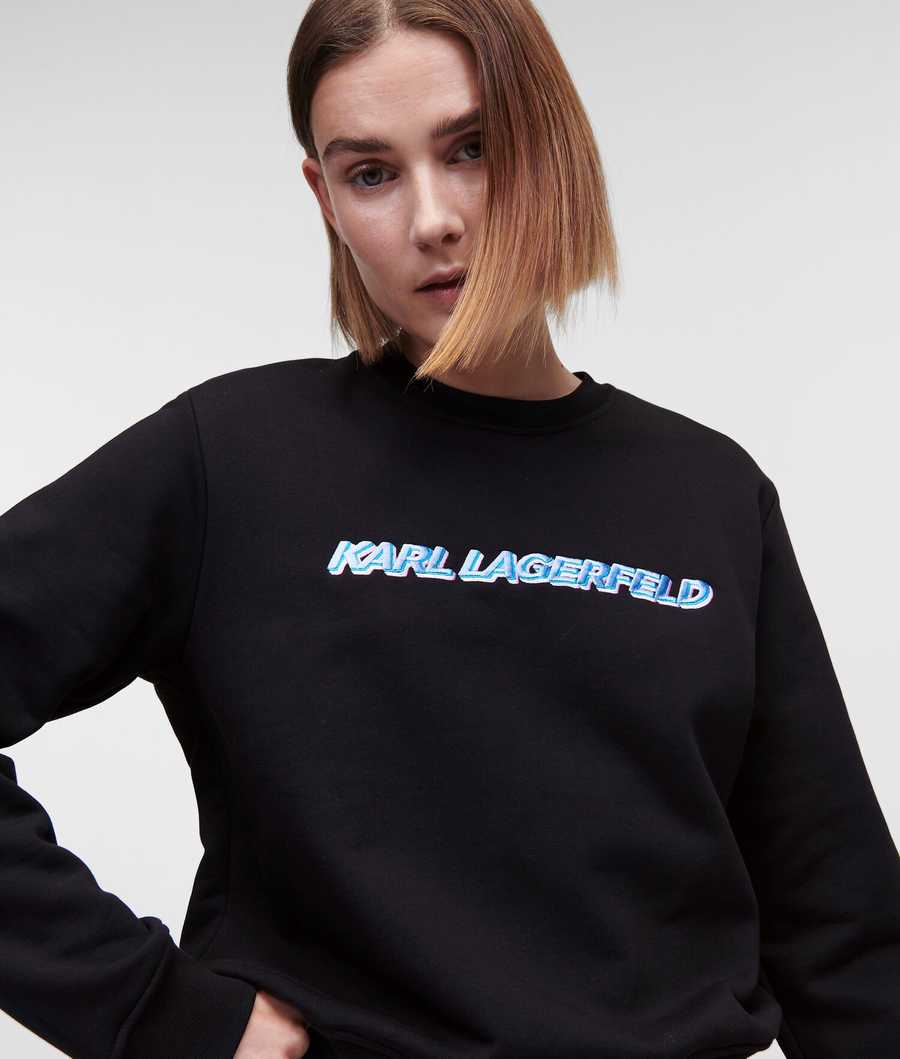 Black Women\'s Karl Lagerfeld Cropped Karl Future Logo Sweatshirts | TH698JVZE