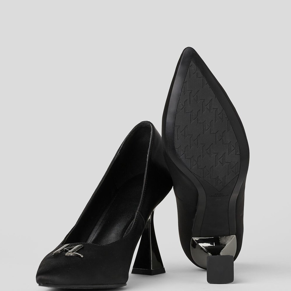 Black Women's Karl Lagerfeld Debut Brooch Court Shoes High Heels | TH547DYZM