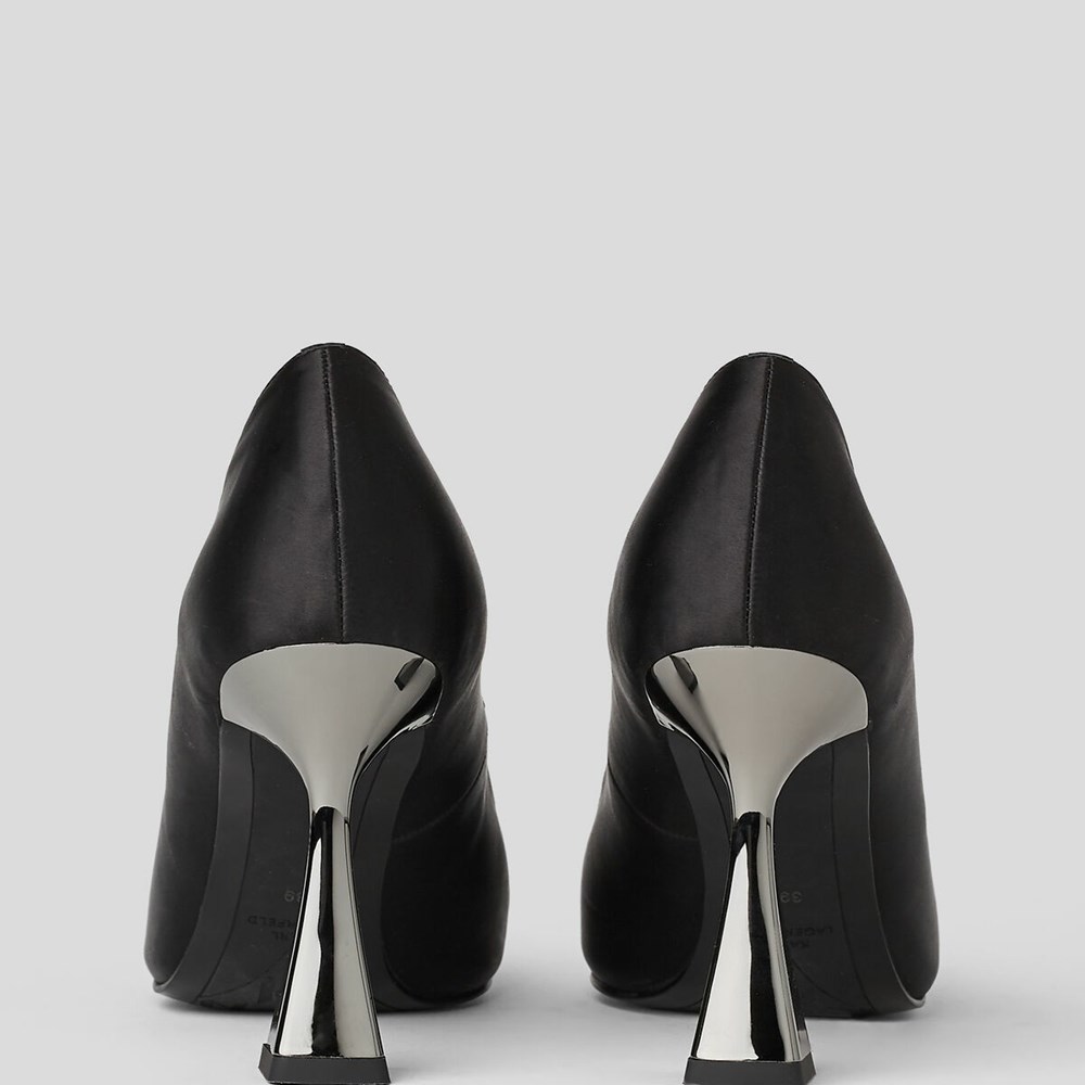 Black Women's Karl Lagerfeld Debut Brooch Court Shoes High Heels | TH547DYZM