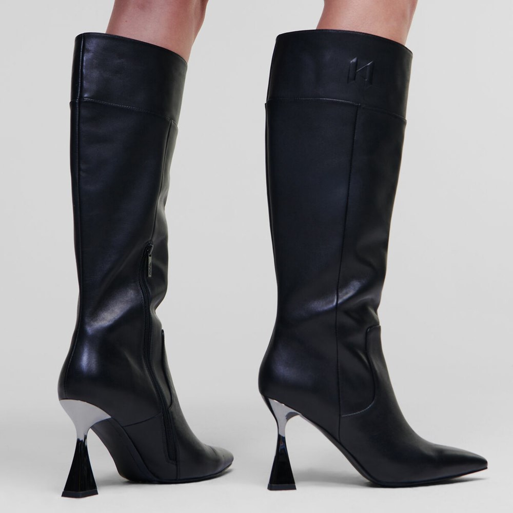 Black Women's Karl Lagerfeld Debut Hi Leg Boots | TH750XDNB