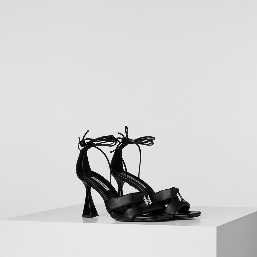 Black Women\'s Karl Lagerfeld Debut Longlace Sandal Sandals & Flats | TH561WJFB