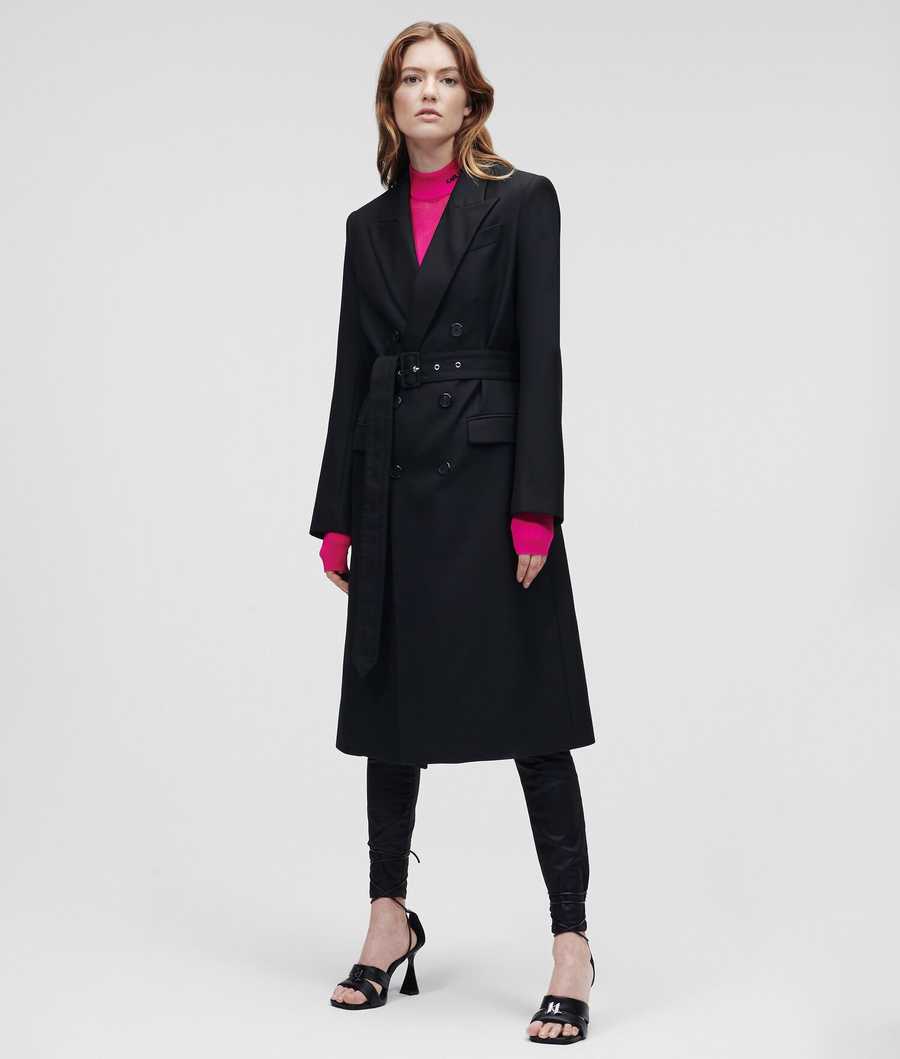 Black Women's Karl Lagerfeld Double-breasted Tailored Coats | TH768MPBJ