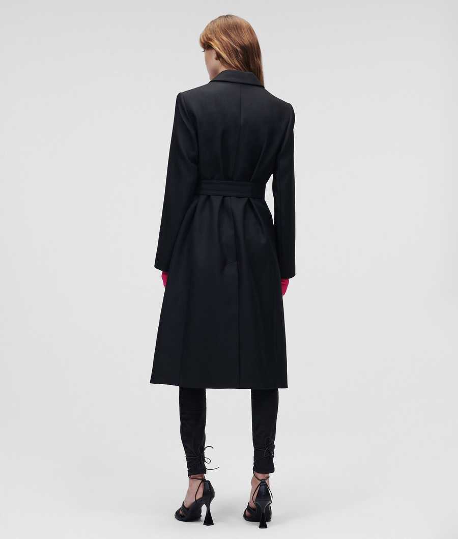 Black Women's Karl Lagerfeld Double-breasted Tailored Coats | TH768MPBJ