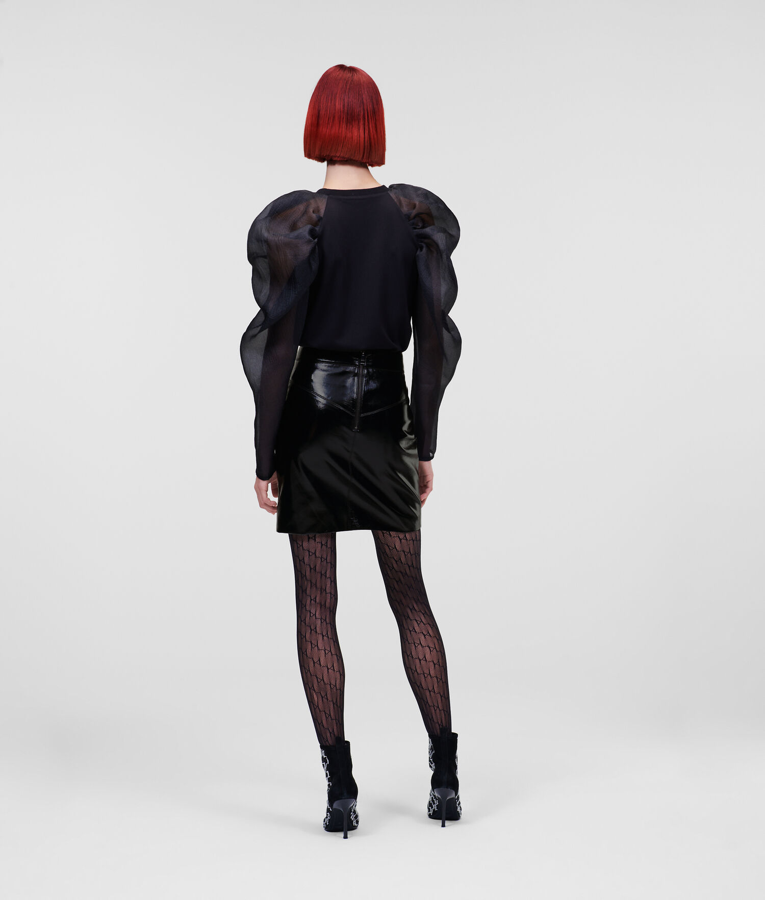 Black Women's Karl Lagerfeld Faux Patent Leather Mini Skirts | TH014VJNZ