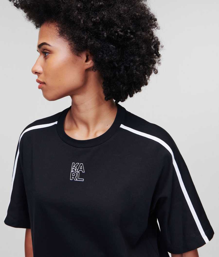 Black Women's Karl Lagerfeld Fitted With Piping T-Shirts | TH046ENVZ