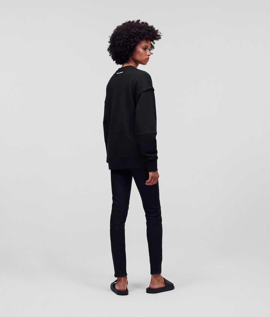 Black Women's Karl Lagerfeld Ikonik 2.0 Relaxed-fit Sweatshirts | TH483KQXH