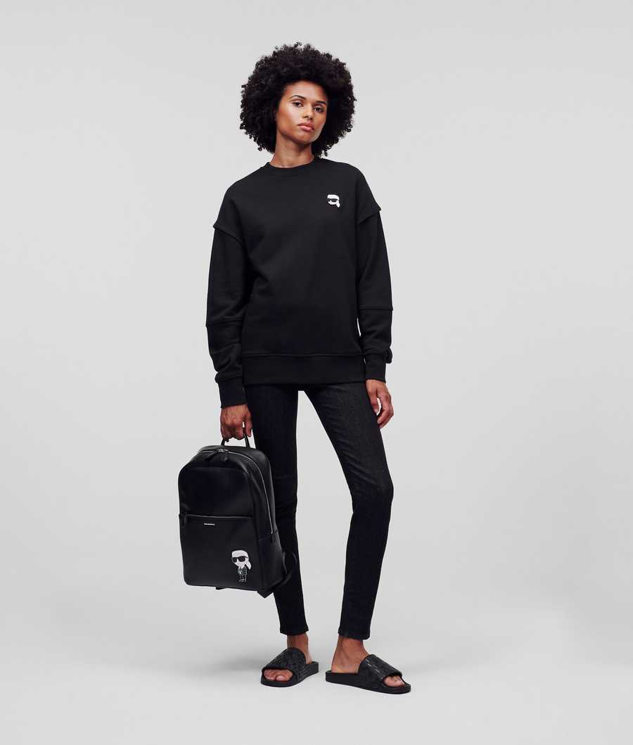 Black Women's Karl Lagerfeld Ikonik 2.0 Relaxed-fit Sweatshirts | TH483KQXH