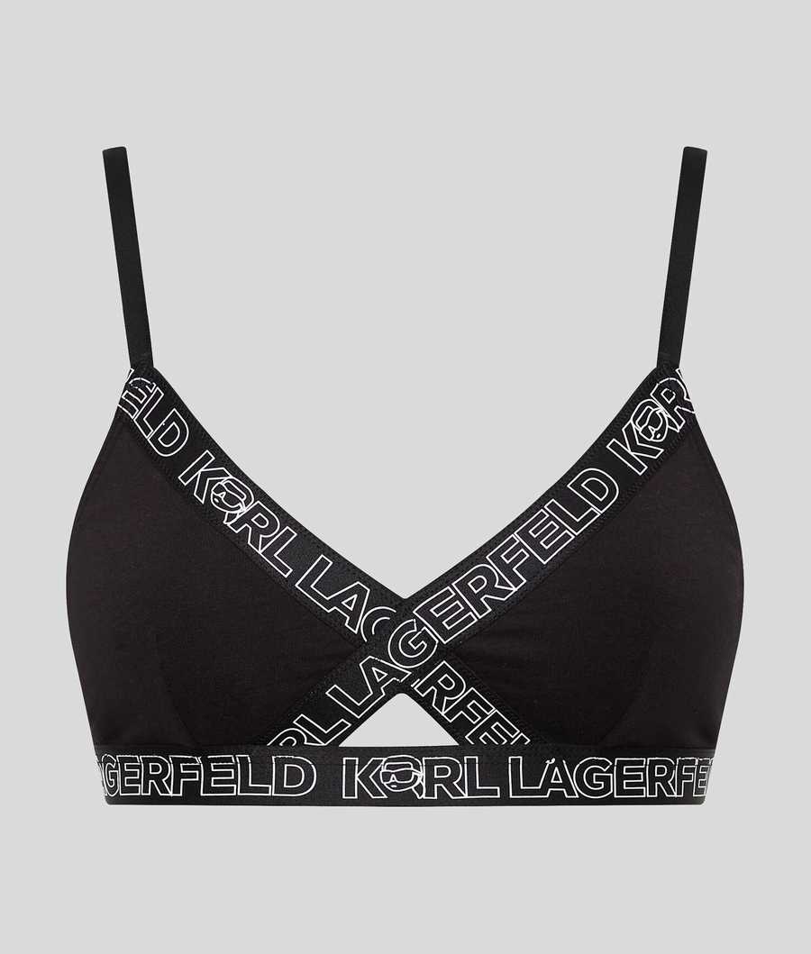 Black Women's Karl Lagerfeld Ikonik 2.0 Peephole Bra Underwear | TH594FMIO