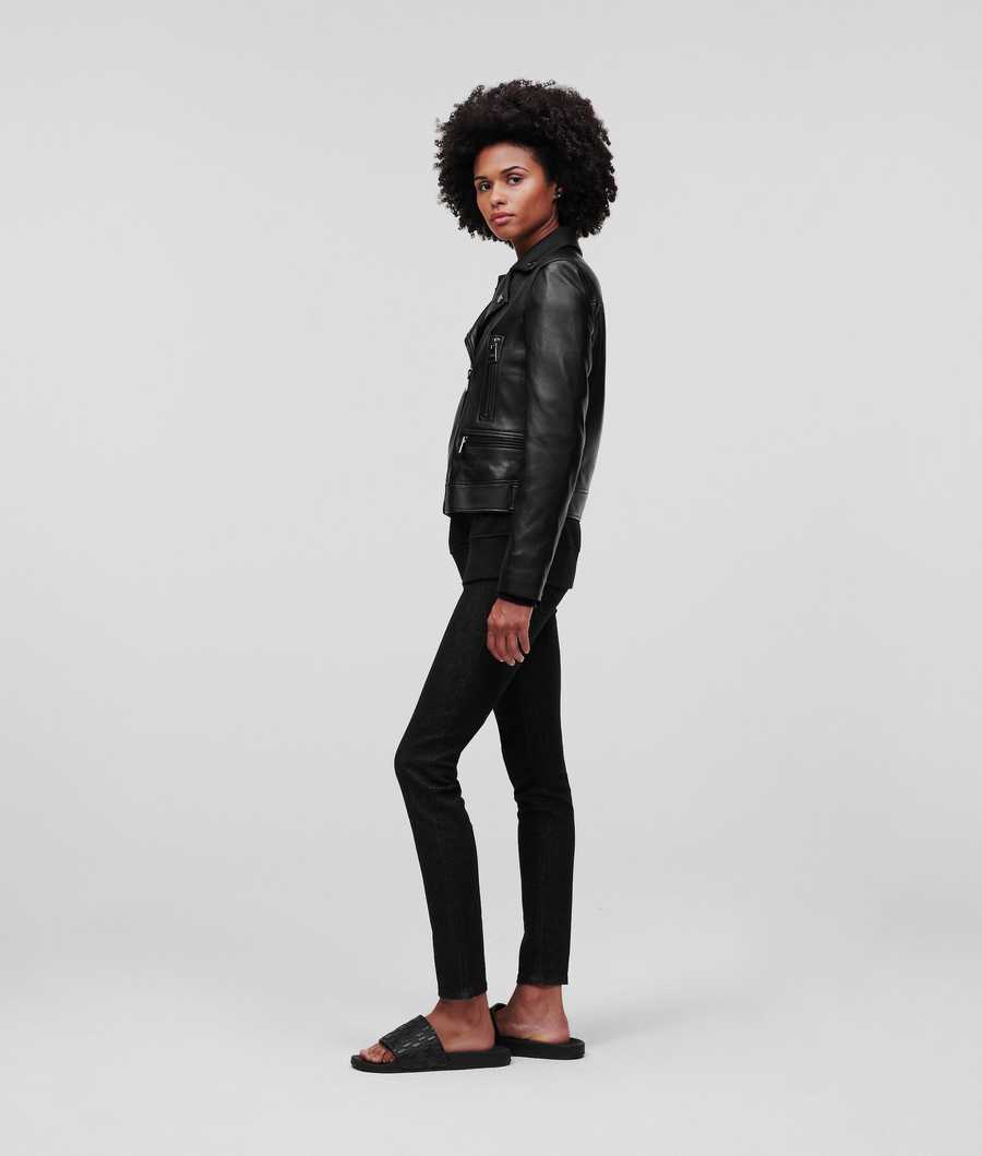 Black Women's Karl Lagerfeld Ikonik 2.0 Leather Jackets | TH617TPKS