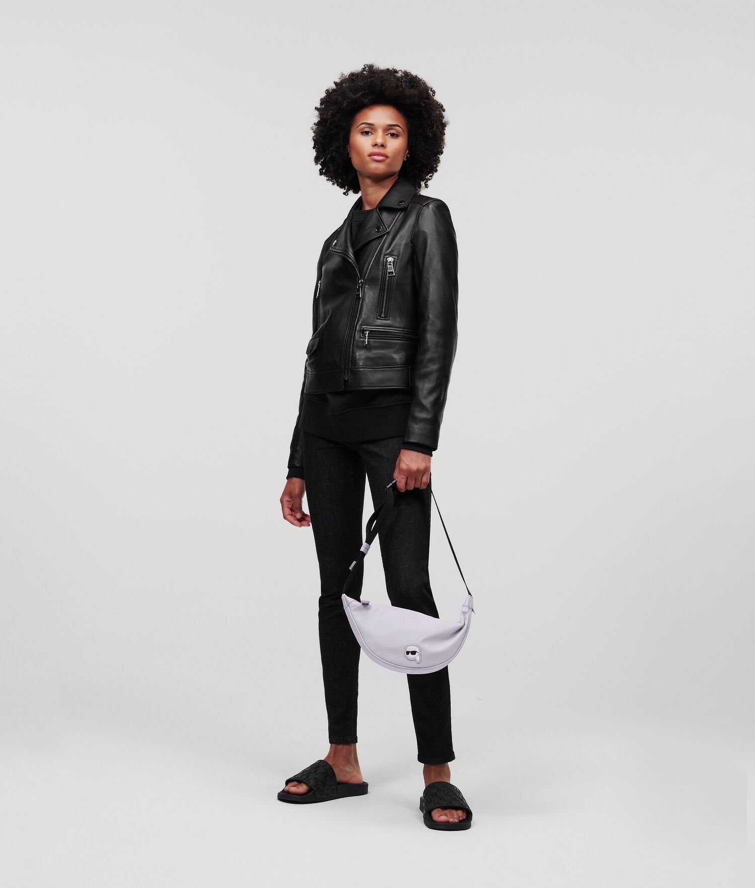 Black Women's Karl Lagerfeld Ikonik 2.0 Leather Jackets | TH617TPKS