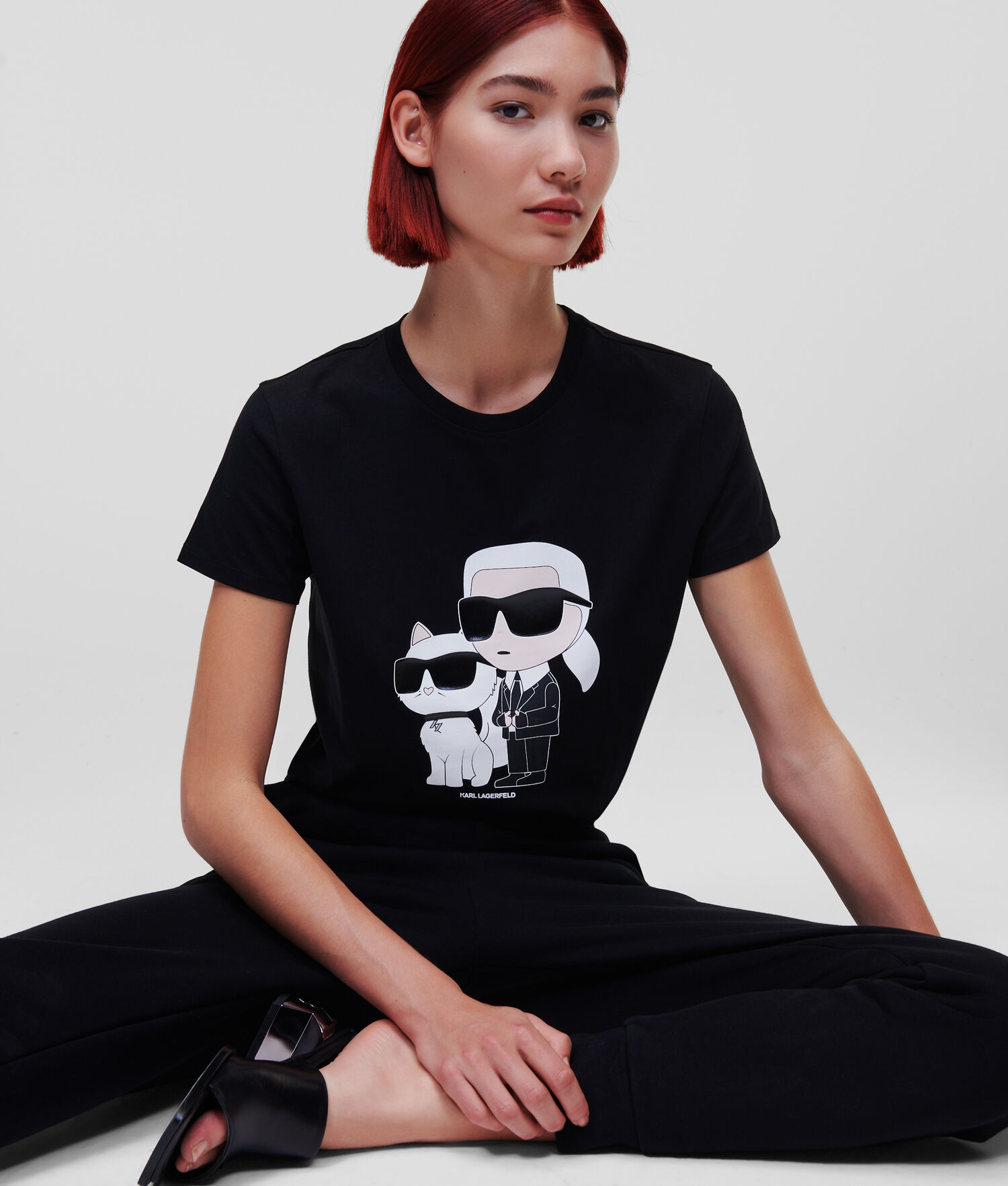 Black Women's Karl Lagerfeld Ikonik 2.0 Karl & Choupette T-Shirts | TH639ITXE