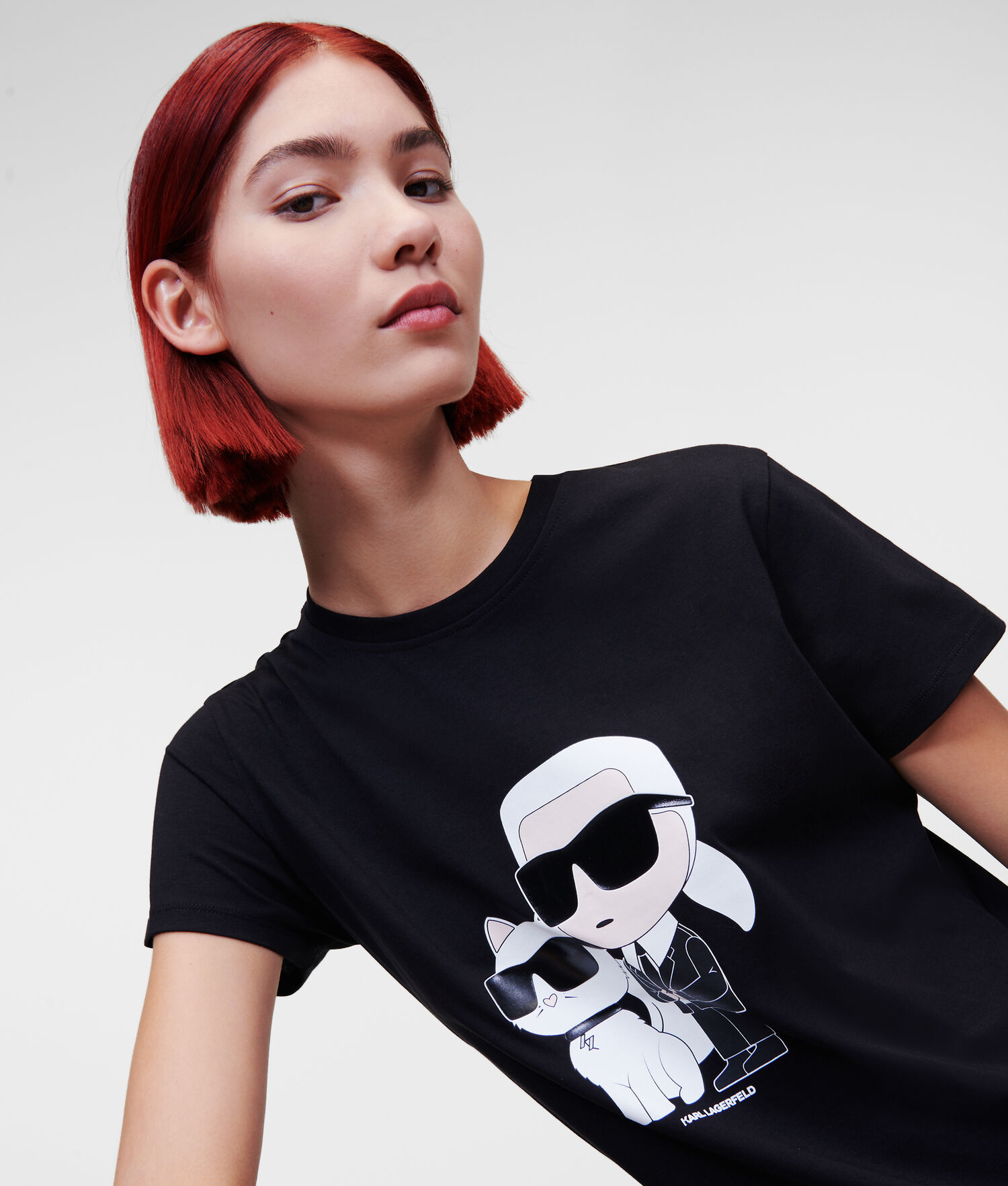 Black Women\'s Karl Lagerfeld Ikonik 2.0 Karl & Choupette T-Shirts | TH639ITXE