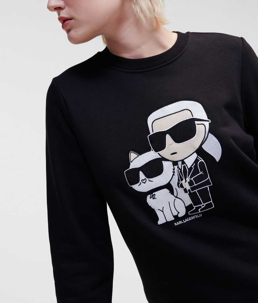 Black Women's Karl Lagerfeld Ikonik 2.0 Karl & Choupette Sweatshirts | TH658XSUN