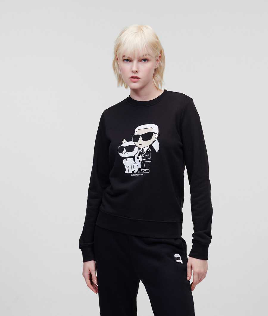 Black Women\'s Karl Lagerfeld Ikonik 2.0 Karl & Choupette Sweatshirts | TH658XSUN