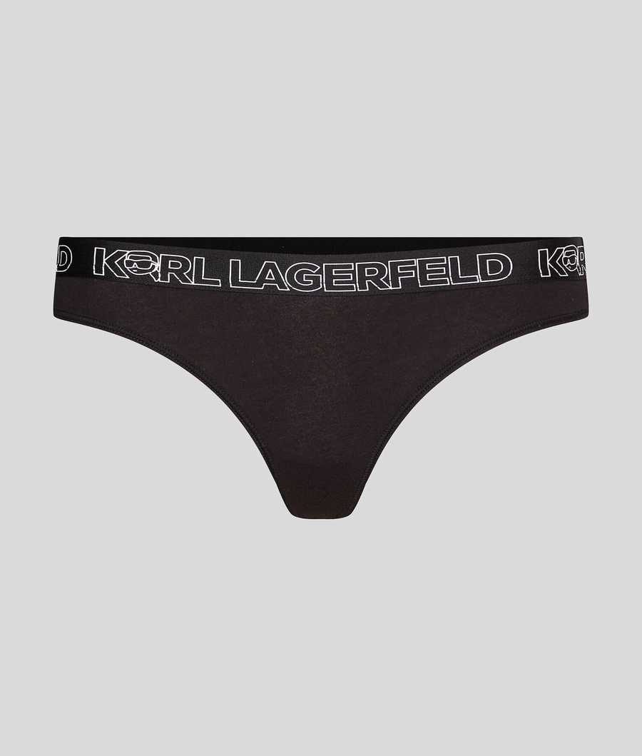 Black Women\'s Karl Lagerfeld Ikonik 2.0 Logo Thong Underwear | TH692XGHA