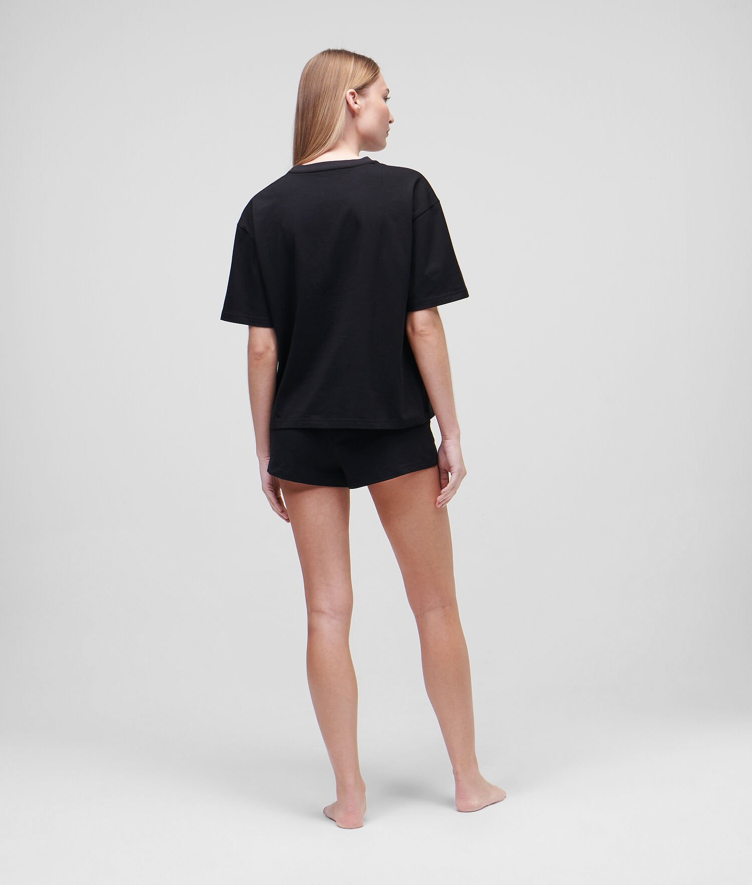 Black Women's Karl Lagerfeld Ikonik 2.0 Shorts & Tee Set Loungewear | TH735GTQJ