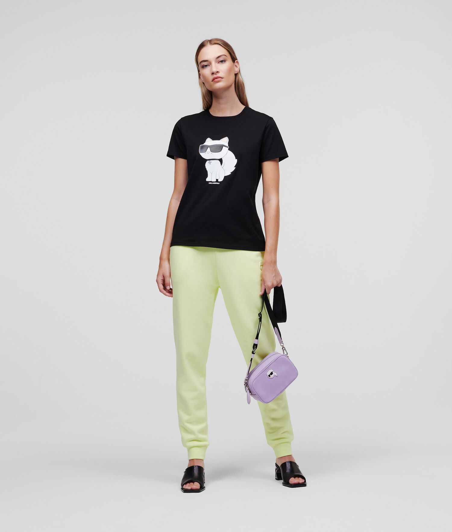 Black Women's Karl Lagerfeld Ikonik 2.0 Choupette T-Shirts | TH791UBNQ