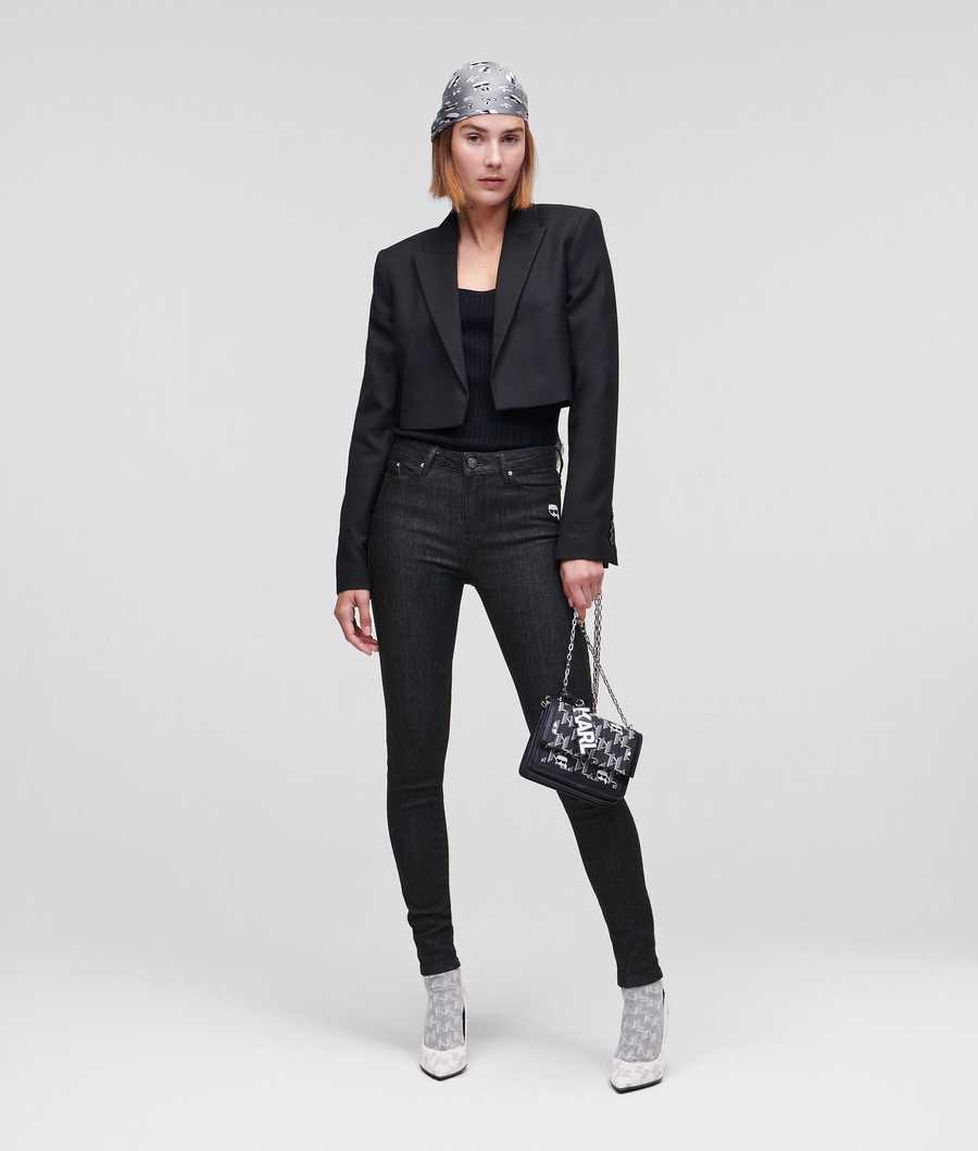 Black Women's Karl Lagerfeld Ikonik Black Skinny Jeans | TH871QKNJ