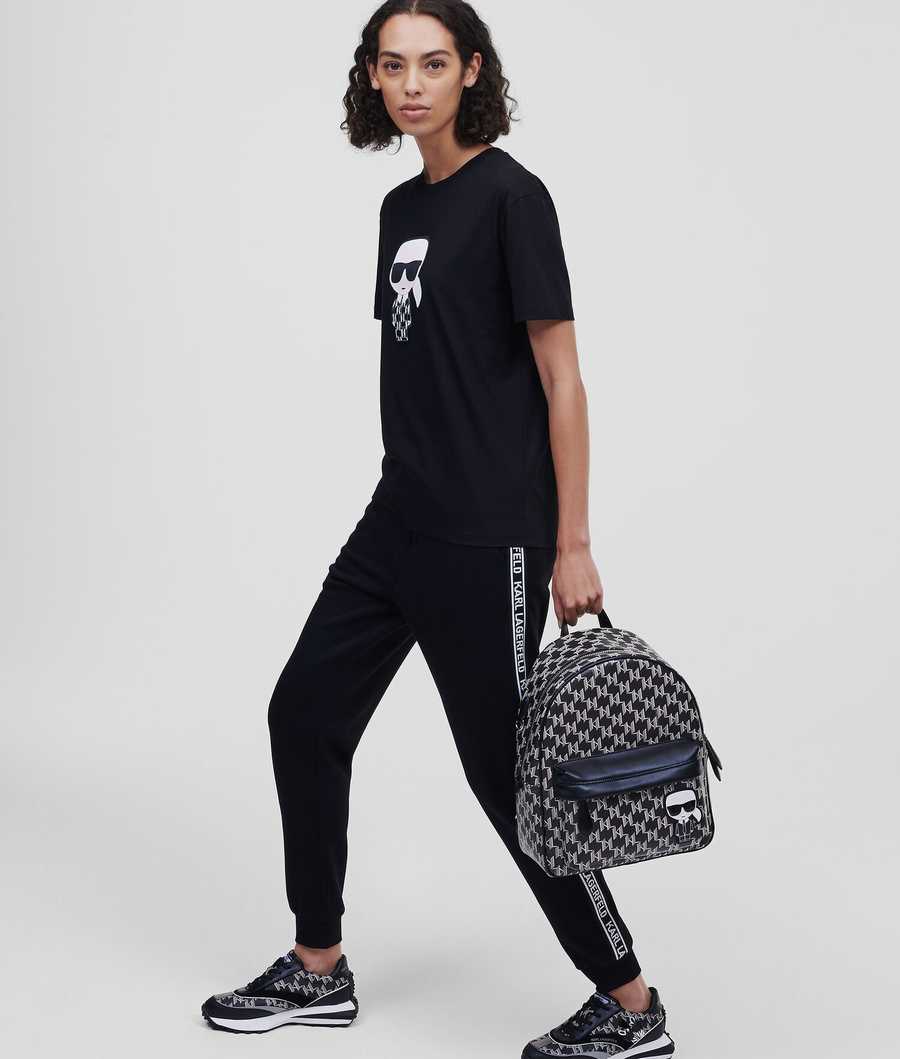 Black Women's Karl Lagerfeld Ikonik Karl Monogram T-Shirts | TH136VTKJ