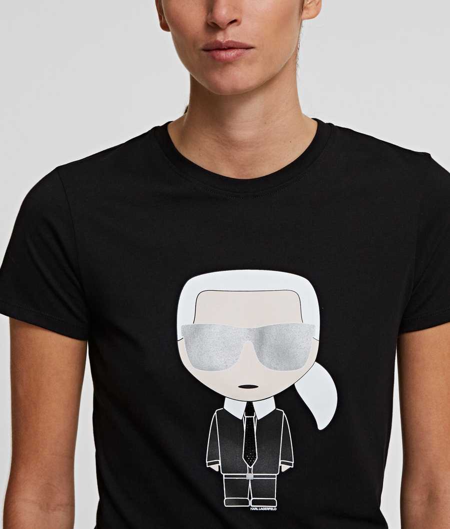 Black Women's Karl Lagerfeld Ikonik Karl T-Shirts | TH405GBAU