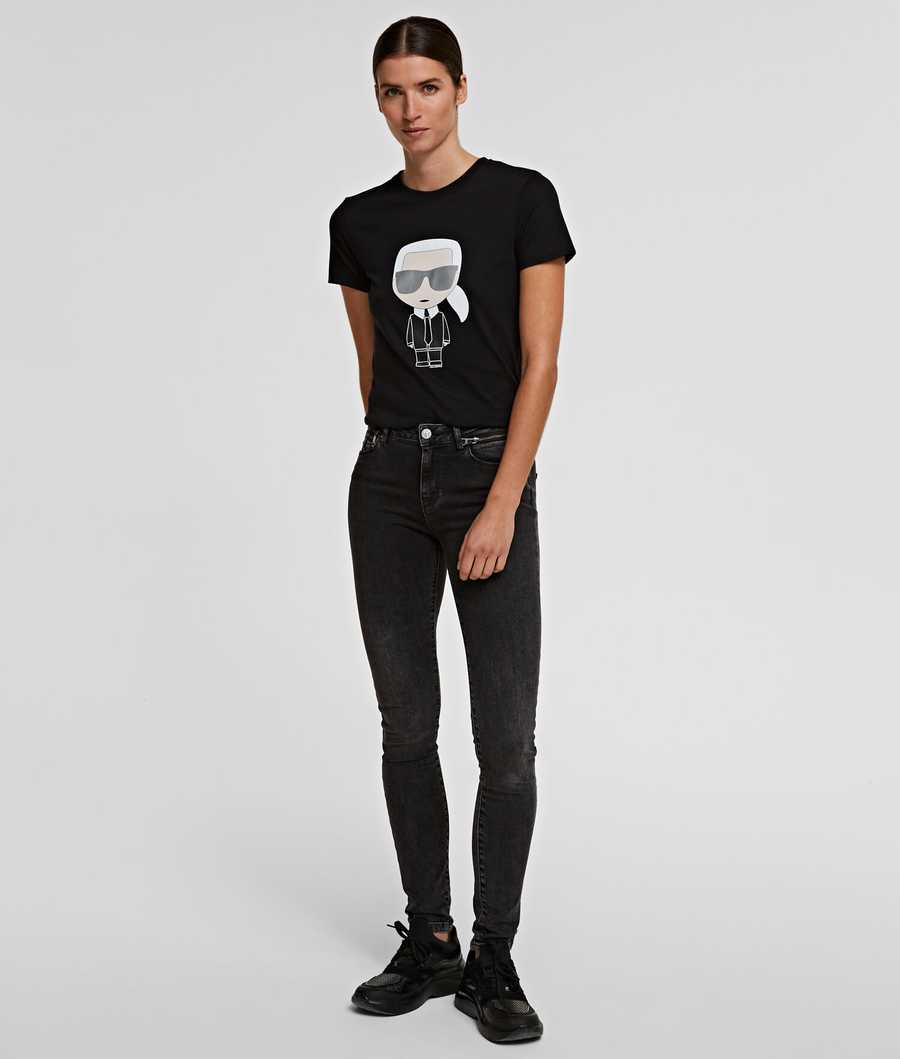 Black Women's Karl Lagerfeld Ikonik Karl T-Shirts | TH405GBAU