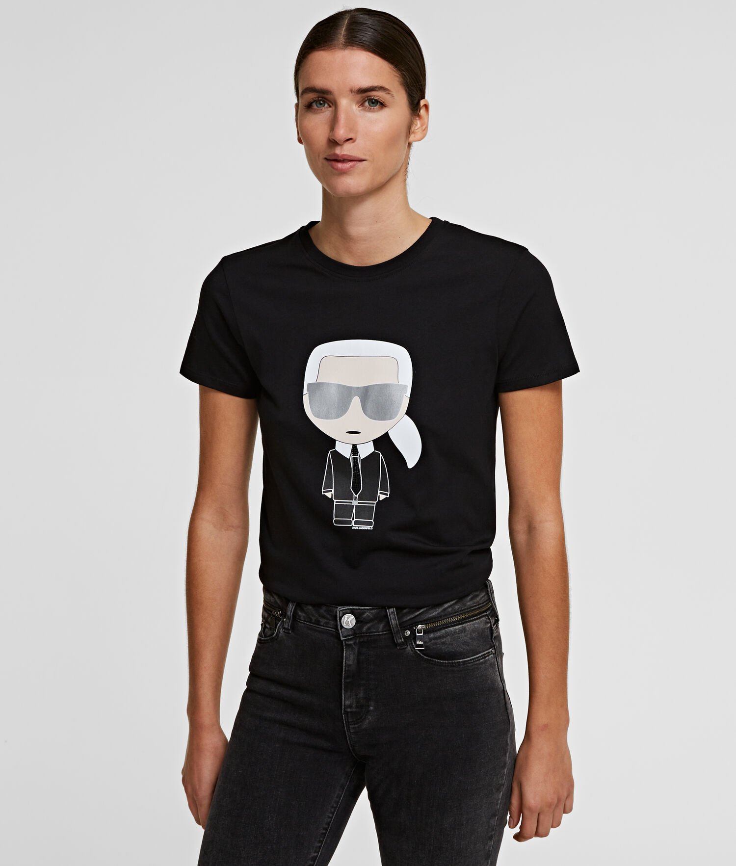 Black Women\'s Karl Lagerfeld Ikonik Karl T-Shirts | TH405GBAU