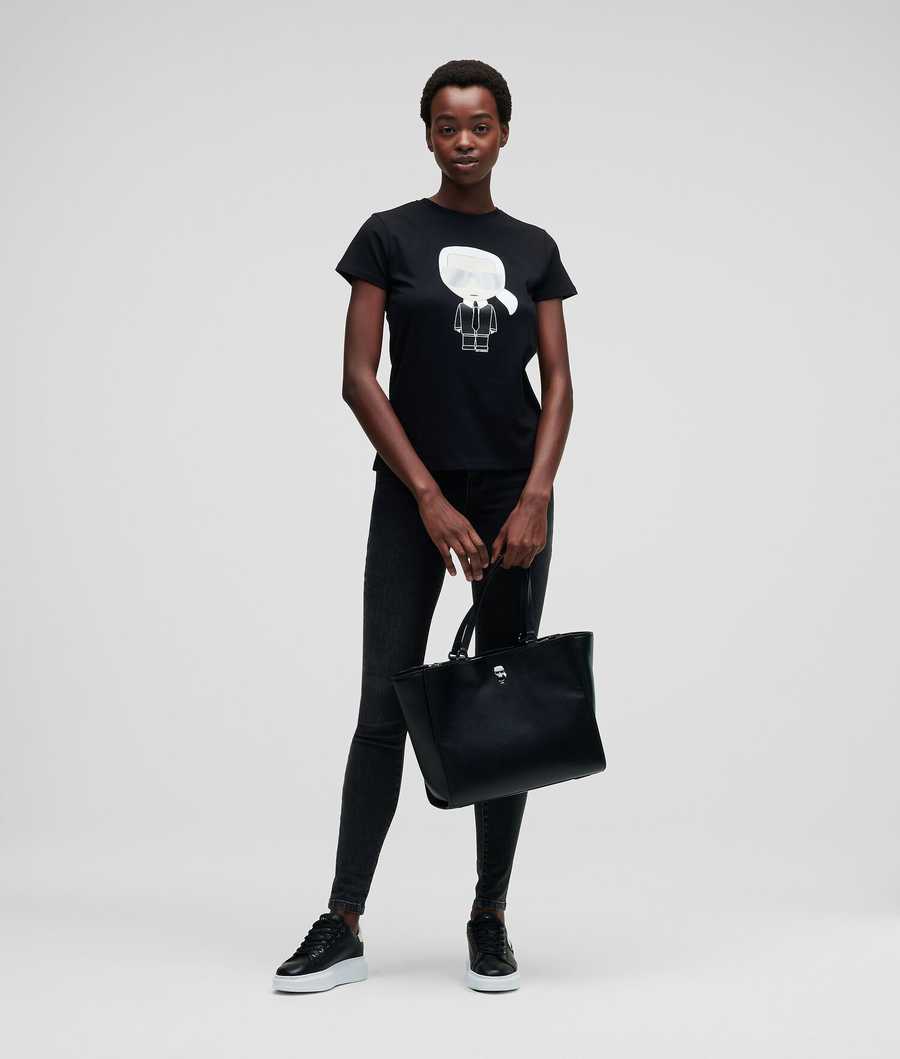 Black Women's Karl Lagerfeld Ikonik Karl T-Shirts | TH891KGRF