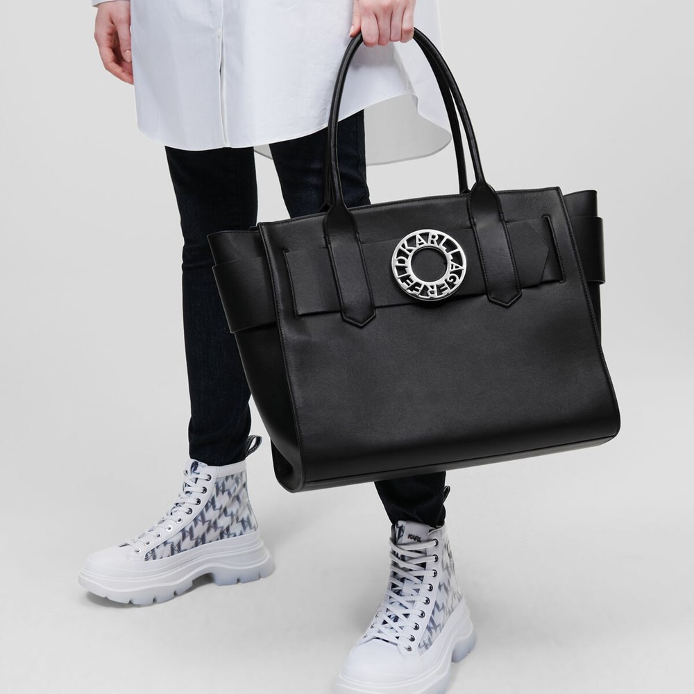 Black Women's Karl Lagerfeld K/Disk Large Tote Bags | TH709ARTW