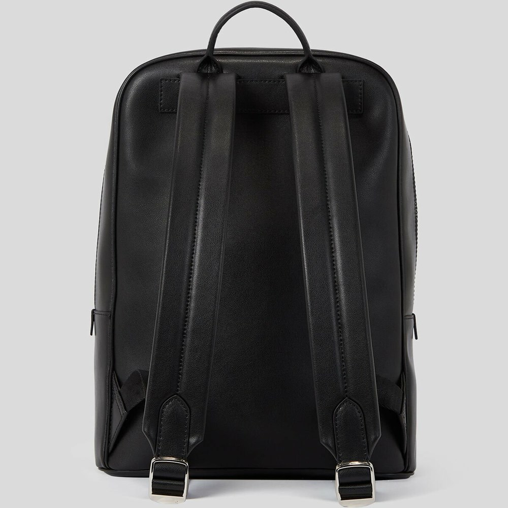 Black Women's Karl Lagerfeld K/Ikonik 2.0 Leather Backpacks | TH015CSLT